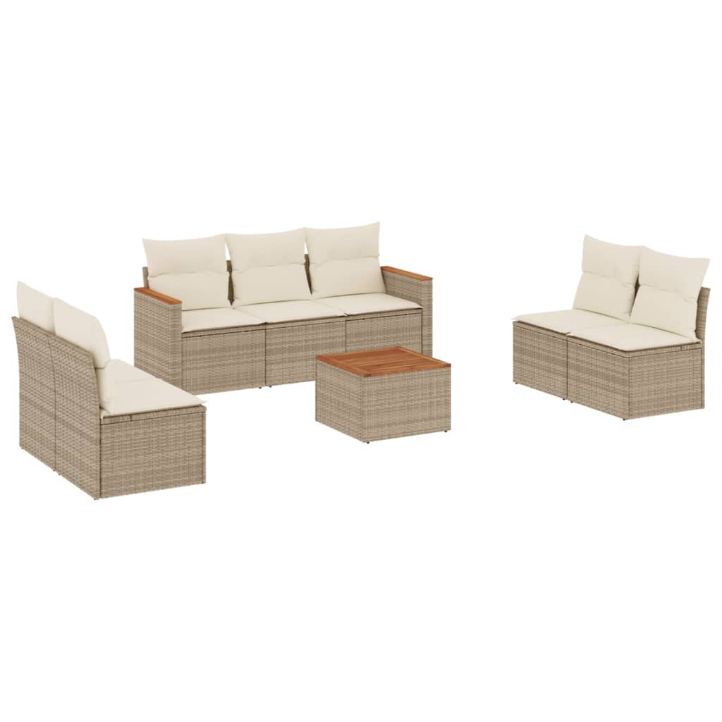 8-delige Loungeset met kussens poly rattan beige is nu te koop bij PeponiXL, paradijselijk wonen!
