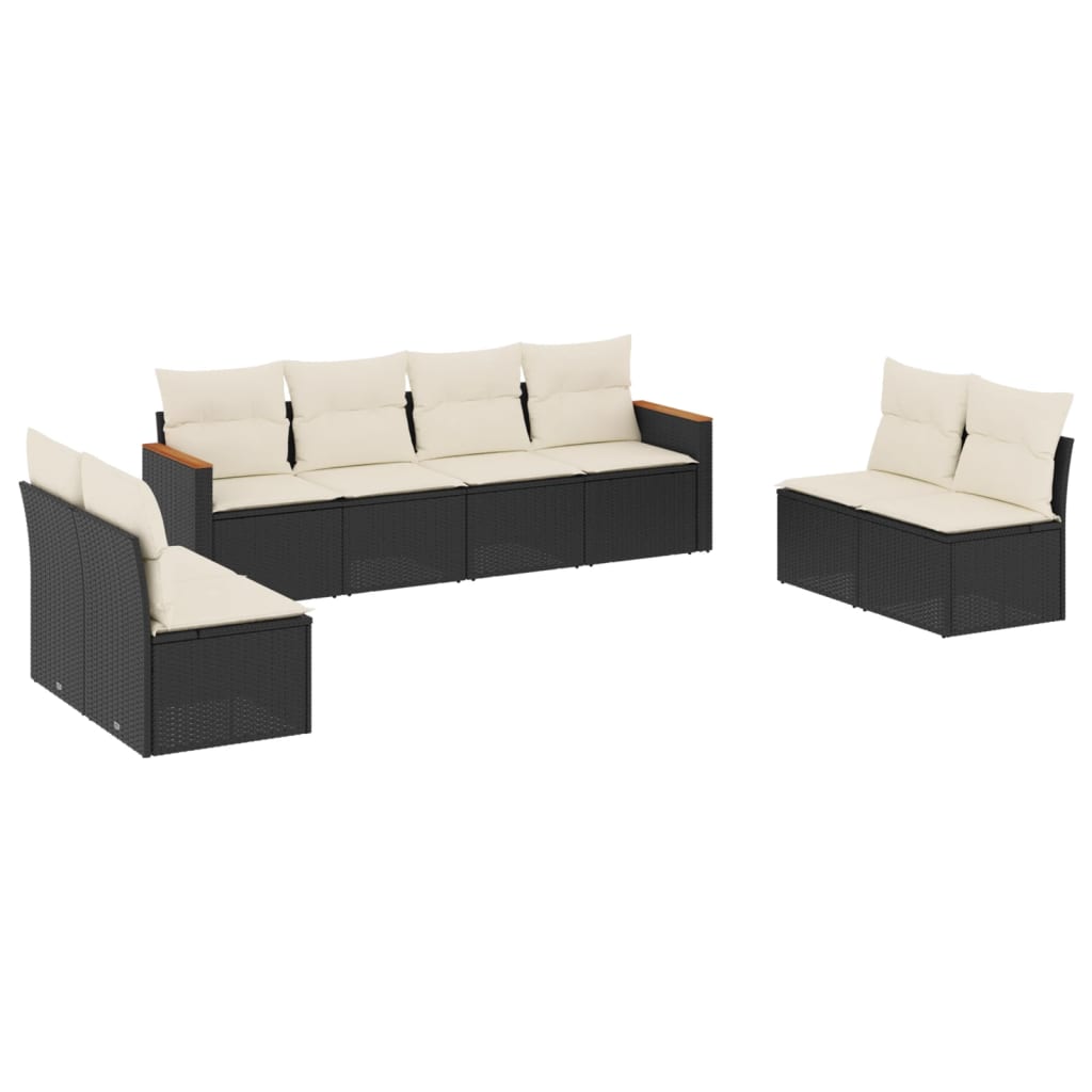 8-delige Loungeset met kussens poly rattan zwart is nu te koop bij PeponiXL, paradijselijk wonen!