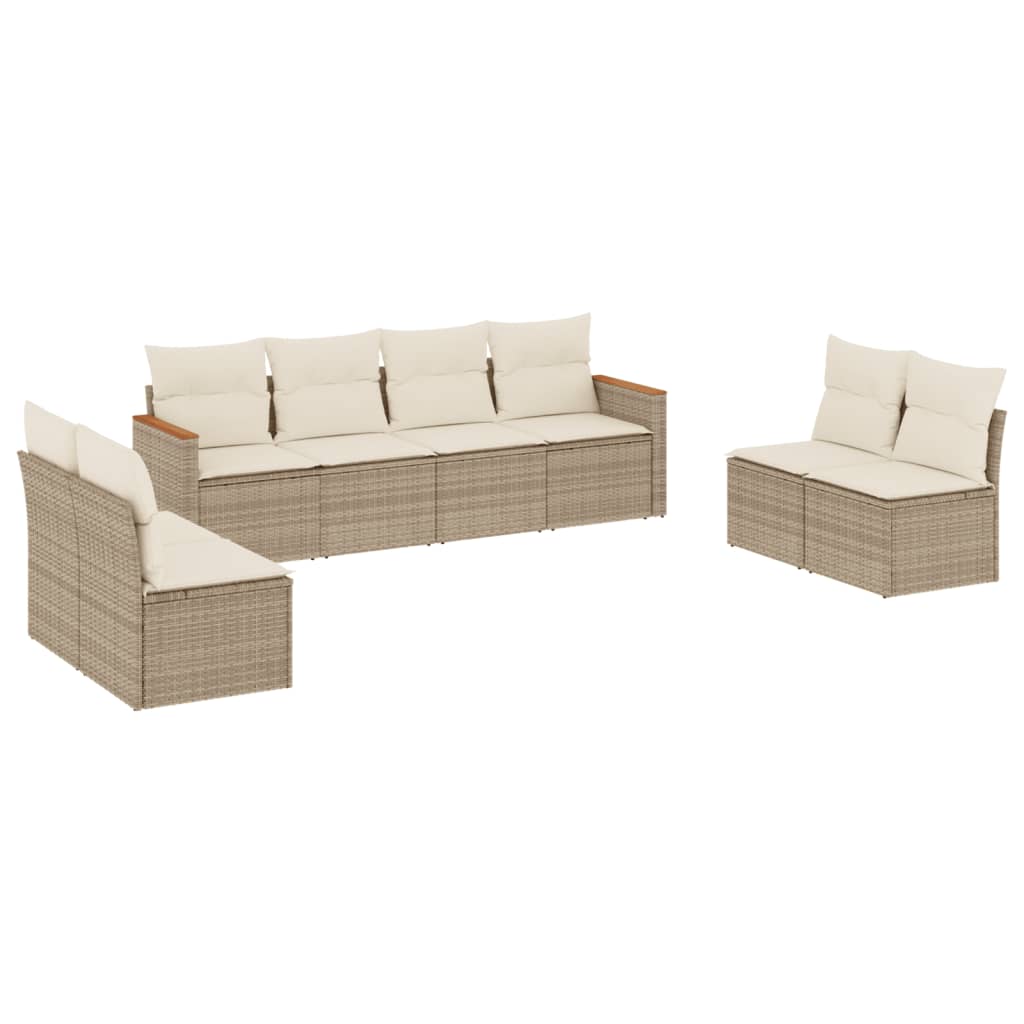 8-delige Loungeset met kussens poly rattan beige is nu te koop bij PeponiXL, paradijselijk wonen!