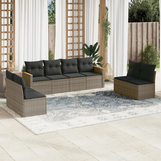 8-delige Loungeset met kussens poly rattan grijs is nu te koop bij PeponiXL, paradijselijk wonen!