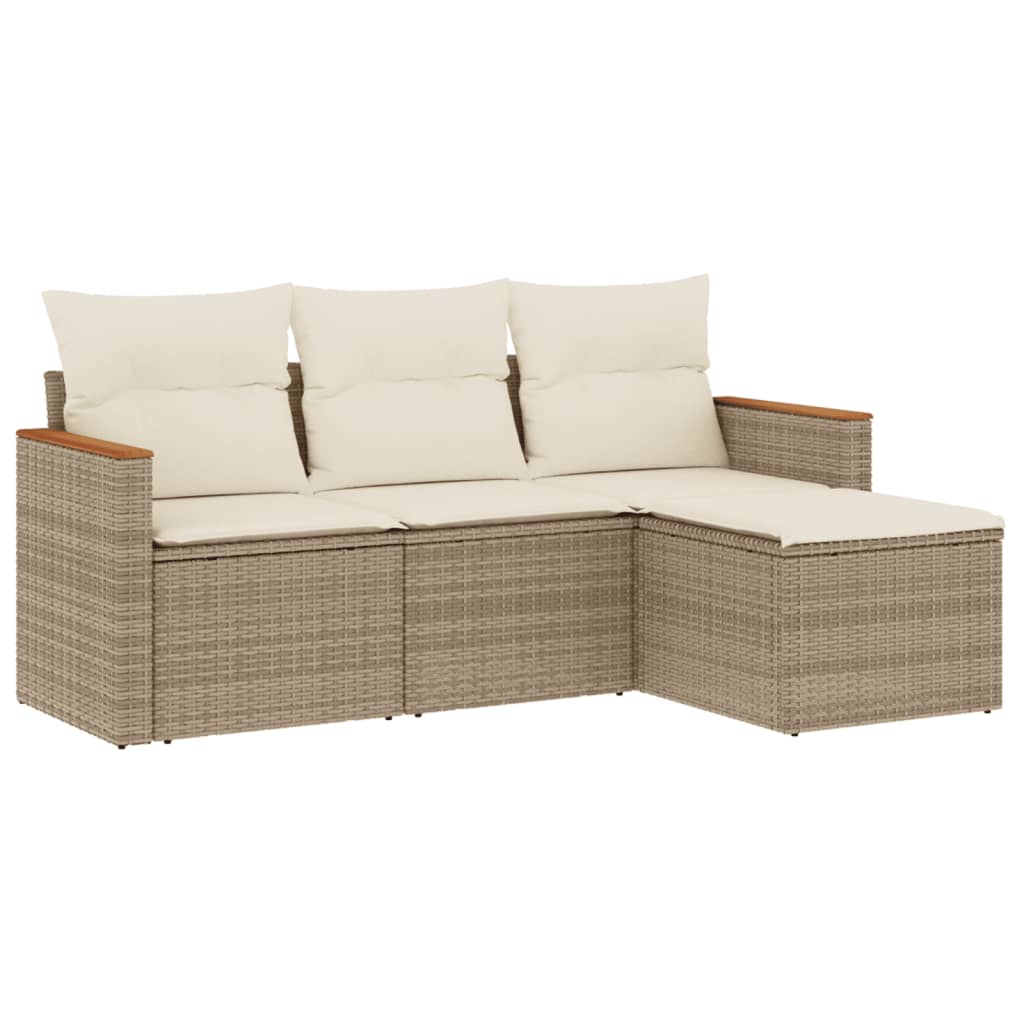 4-delige Loungeset met kussens poly rattan beige is nu te koop bij PeponiXL, paradijselijk wonen!