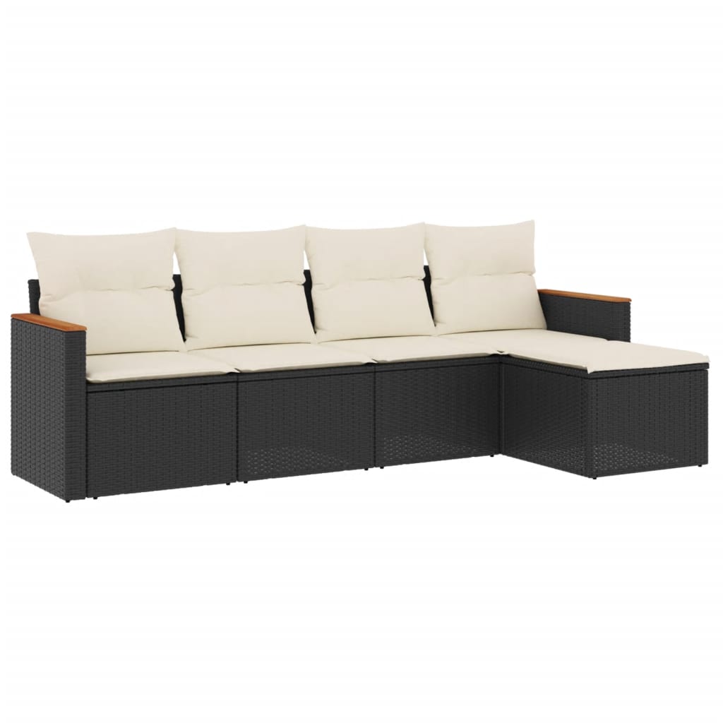 5-delige Loungeset met kussens poly rattan zwart is nu te koop bij PeponiXL, paradijselijk wonen!