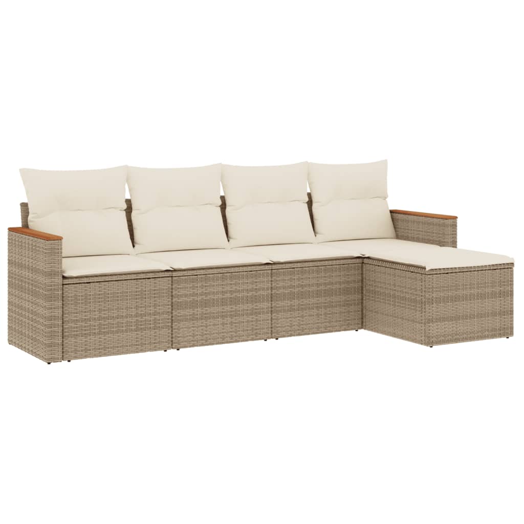 5-delige Loungeset met kussens poly rattan beige is nu te koop bij PeponiXL, paradijselijk wonen!