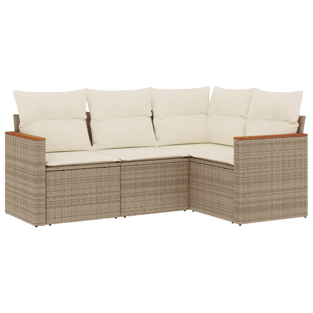 4-delige Loungeset met kussens poly rattan beige is nu te koop bij PeponiXL, paradijselijk wonen!