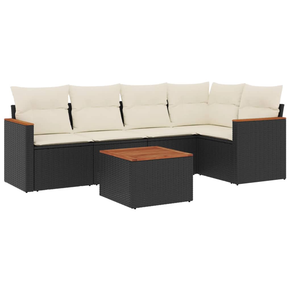 6-delige Loungeset met kussens poly rattan zwart is nu te koop bij PeponiXL, paradijselijk wonen!