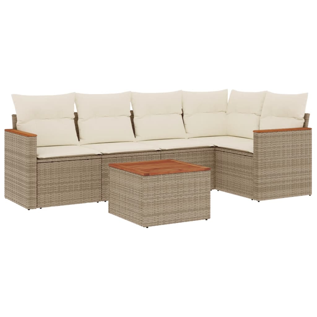 6-delige Loungeset met kussens poly rattan beige is nu te koop bij PeponiXL, paradijselijk wonen!