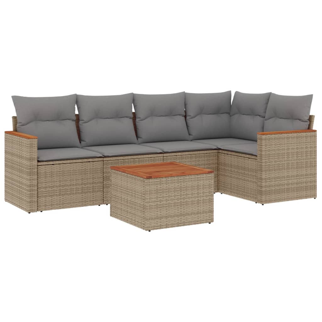 6-delige Loungeset met kussens poly rattan beige is nu te koop bij PeponiXL, paradijselijk wonen!
