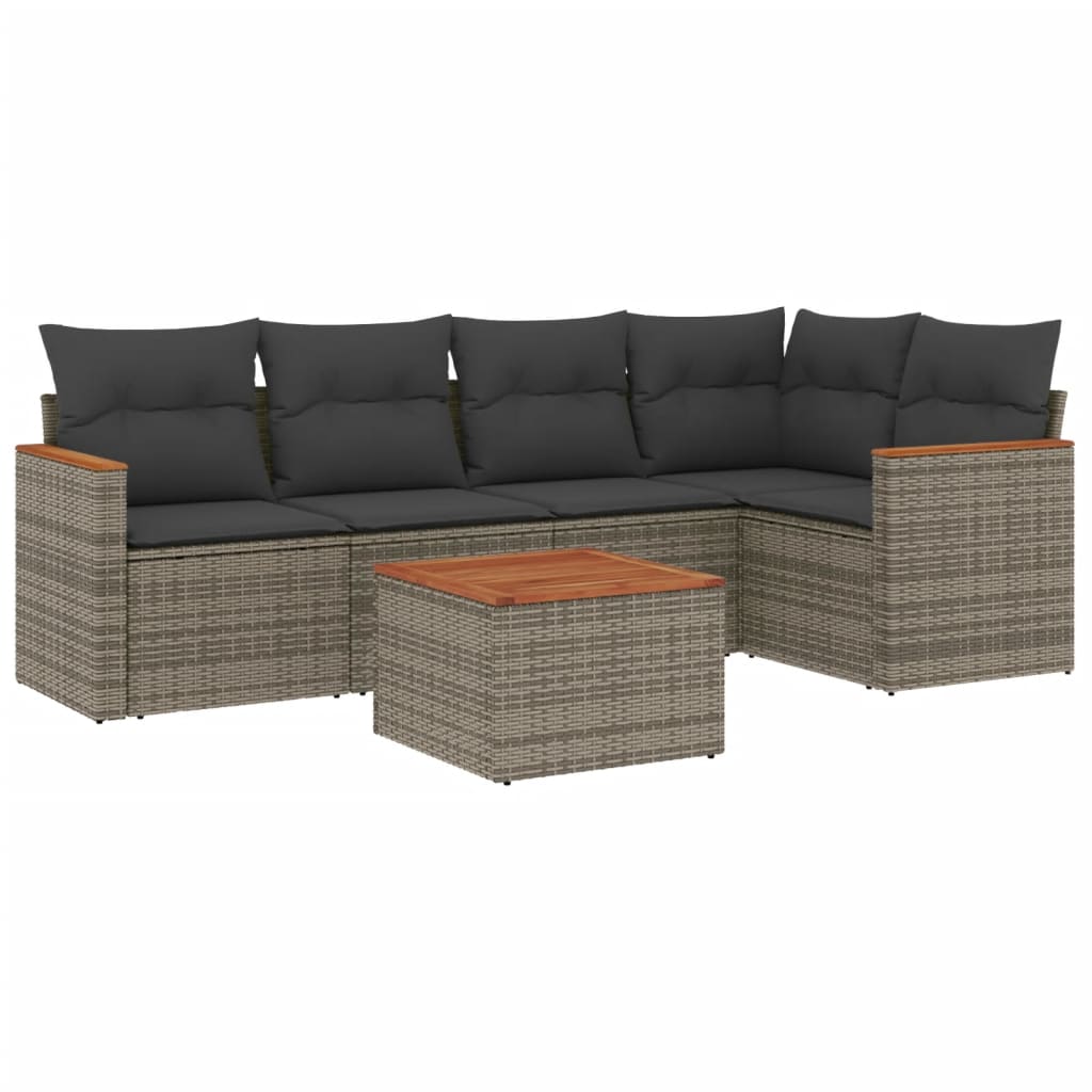6-delige Loungeset met kussens poly rattan grijs is nu te koop bij PeponiXL, paradijselijk wonen!