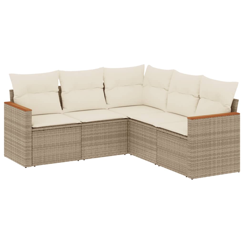 5-delige Loungeset met kussens poly rattan beige is nu te koop bij PeponiXL, paradijselijk wonen!
