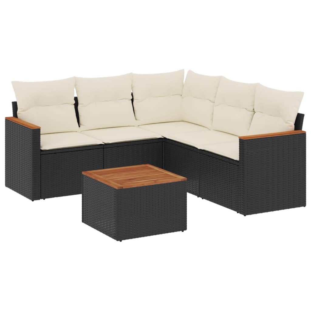 6-delige Loungeset met kussens poly rattan zwart is nu te koop bij PeponiXL, paradijselijk wonen!