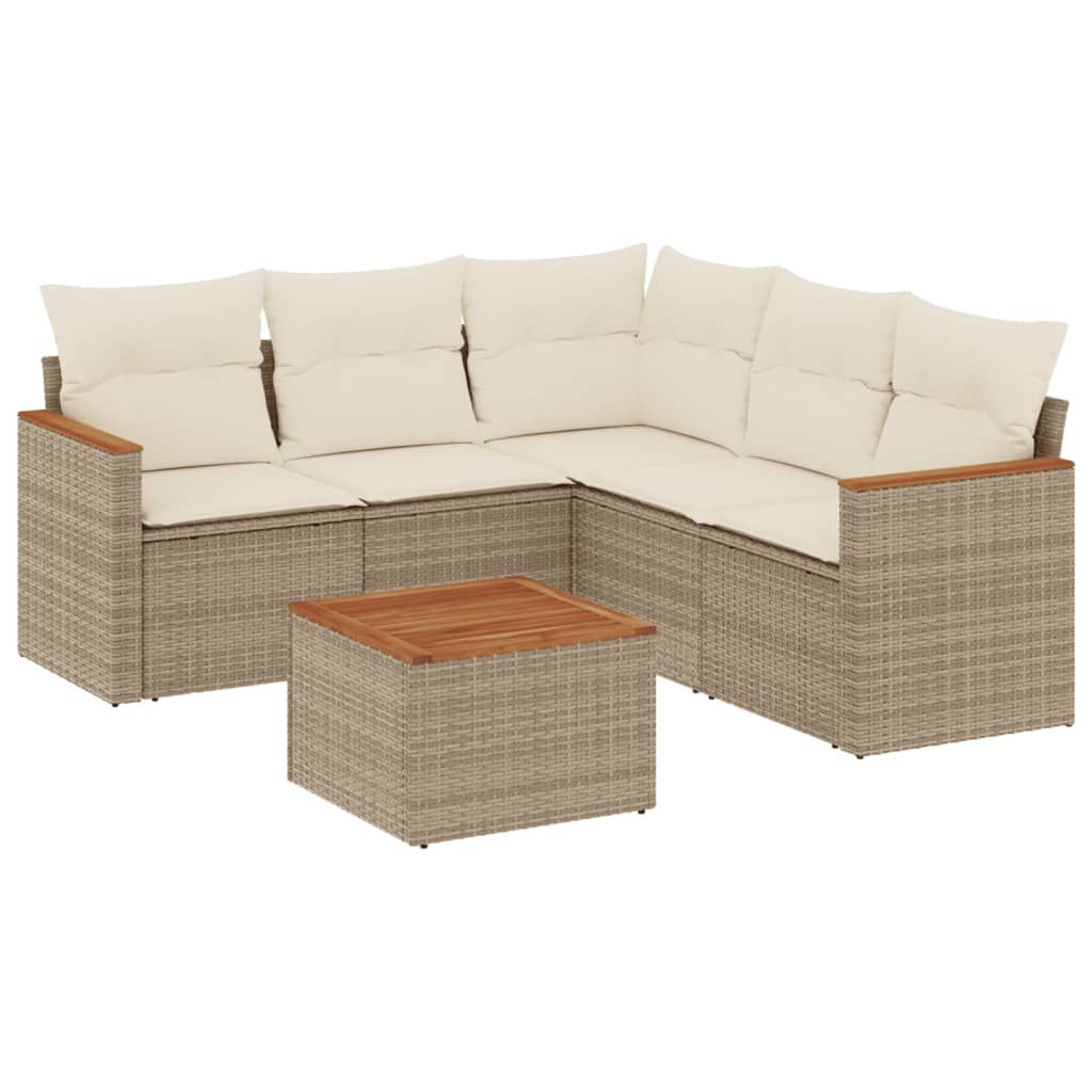 6-delige Loungeset met kussens poly rattan beige is nu te koop bij PeponiXL, paradijselijk wonen!