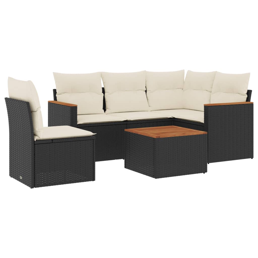 6-delige Loungeset met kussens poly rattan zwart is nu te koop bij PeponiXL, paradijselijk wonen!