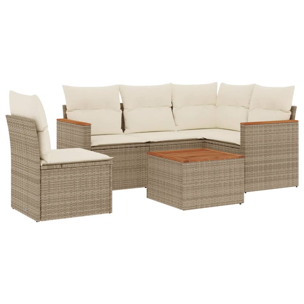 6-delige Loungeset met kussens poly rattan beige is nu te koop bij PeponiXL, paradijselijk wonen!