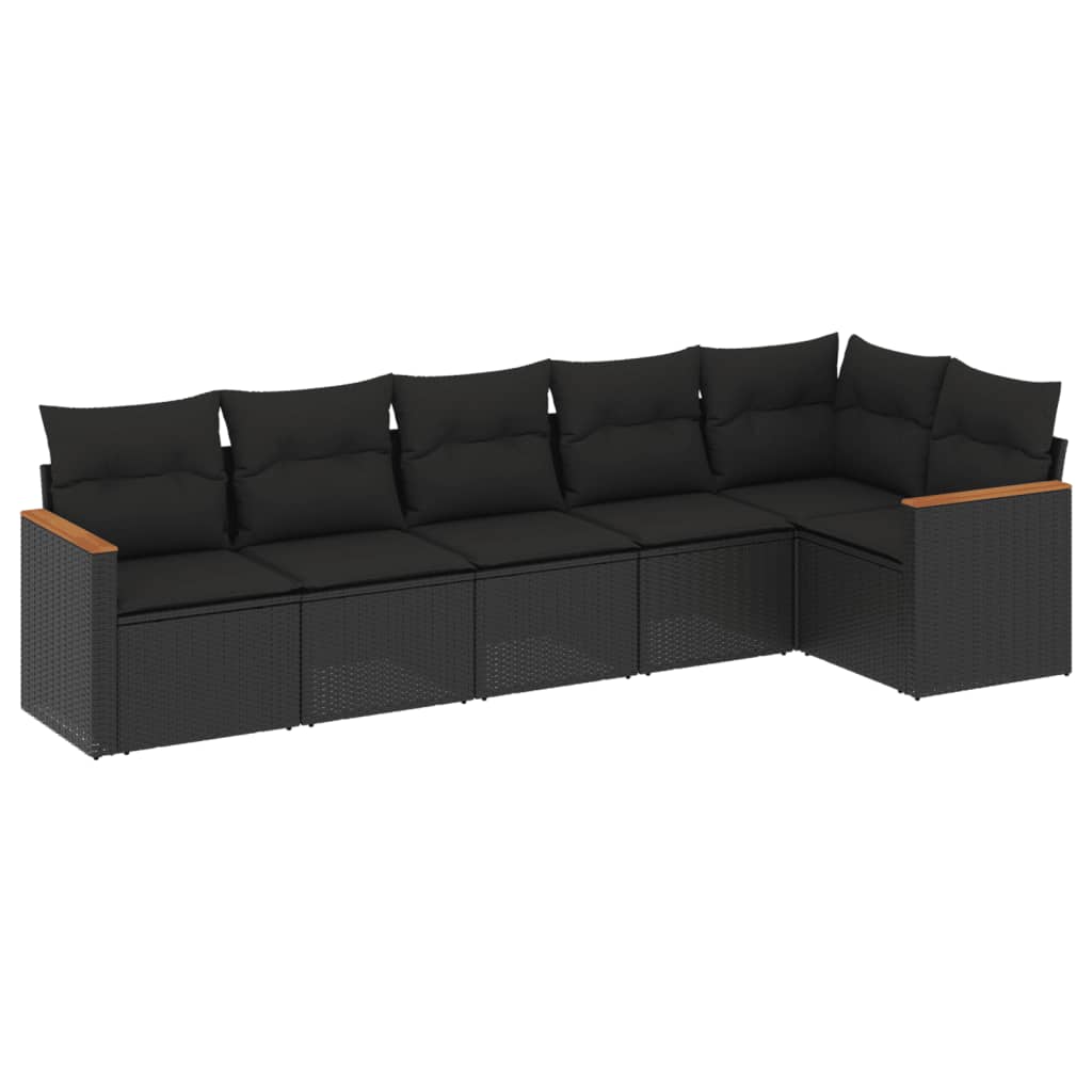 6-delige Loungeset met kussens poly rattan zwart is nu te koop bij PeponiXL, paradijselijk wonen!
