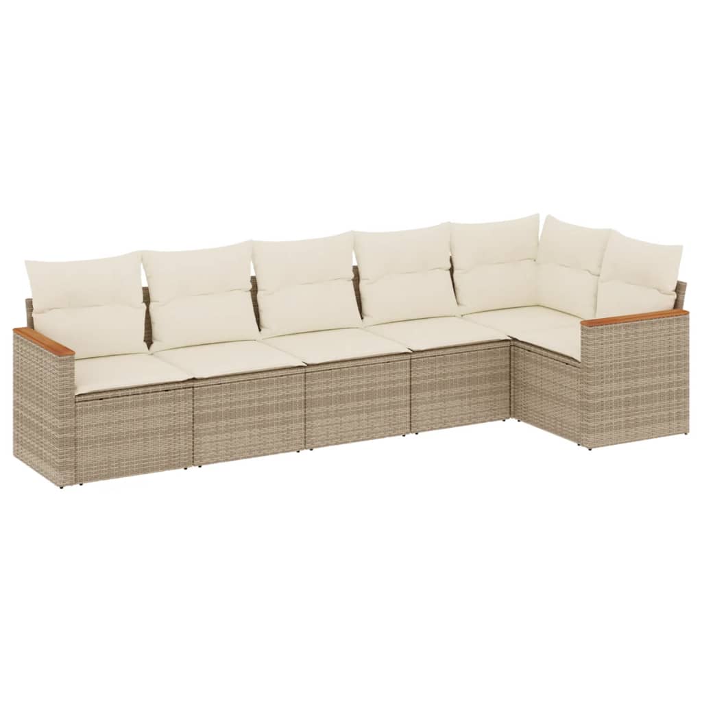 6-delige Loungeset met kussens poly rattan beige is nu te koop bij PeponiXL, paradijselijk wonen!
