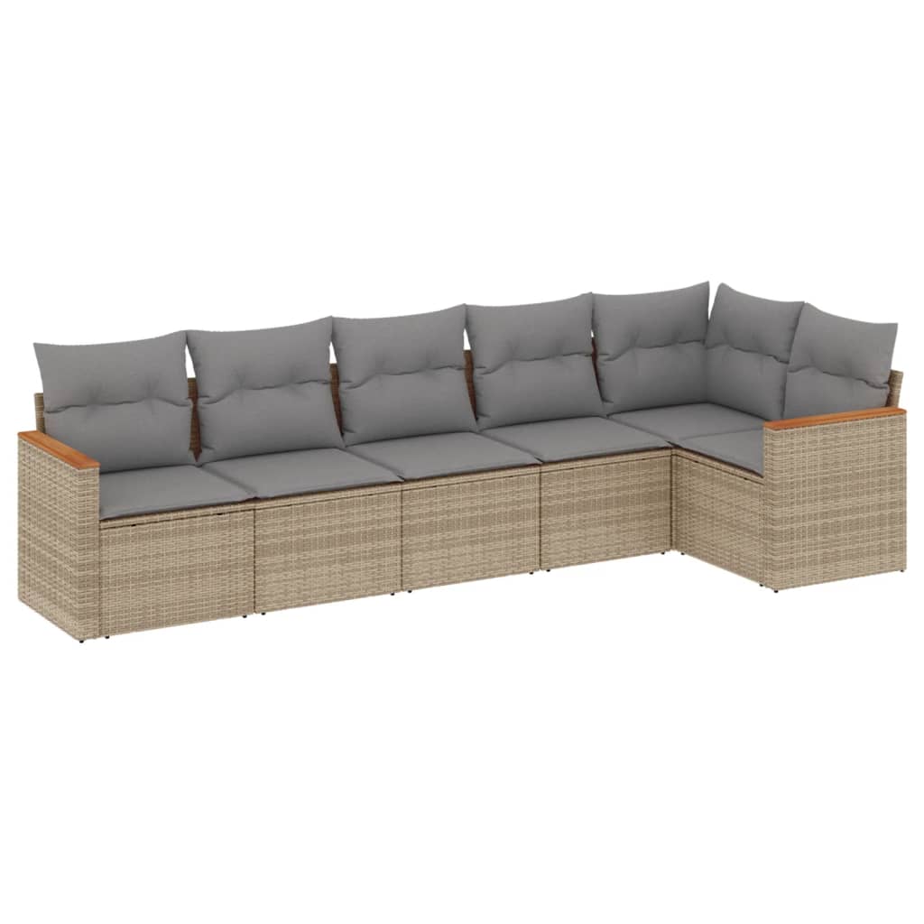 6-delige Loungeset met kussens poly rattan beige is nu te koop bij PeponiXL, paradijselijk wonen!