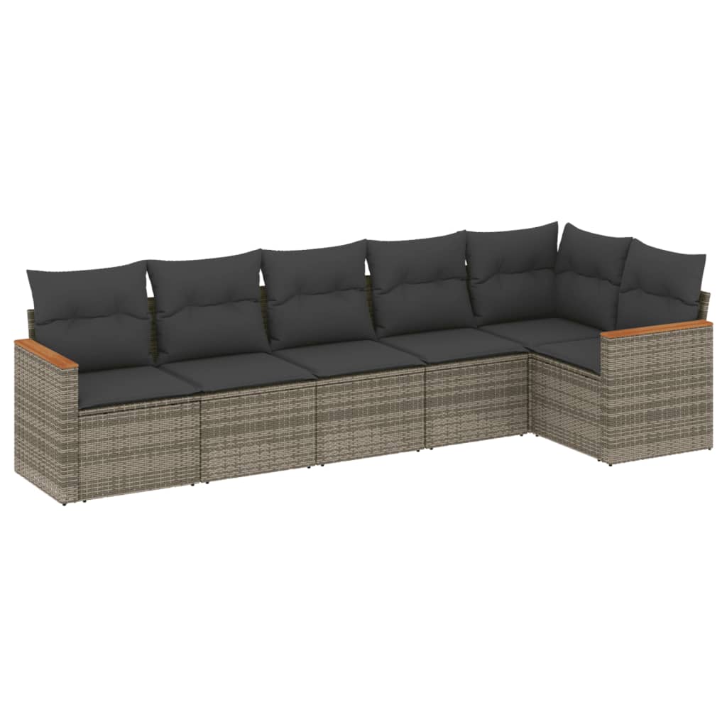 6-delige Loungeset met kussens poly rattan grijs is nu te koop bij PeponiXL, paradijselijk wonen!