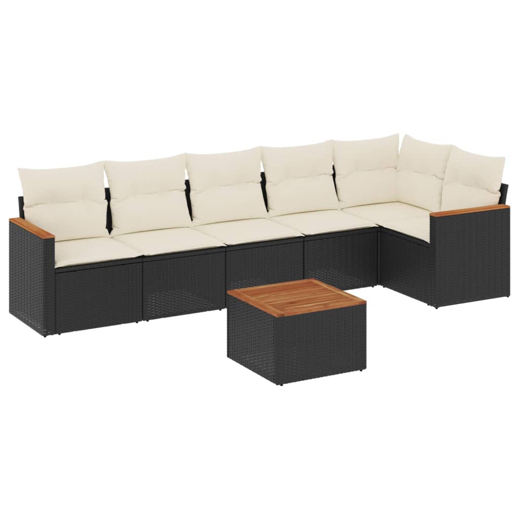 7-delige Loungeset met kussens poly rattan zwart is nu te koop bij PeponiXL, paradijselijk wonen!