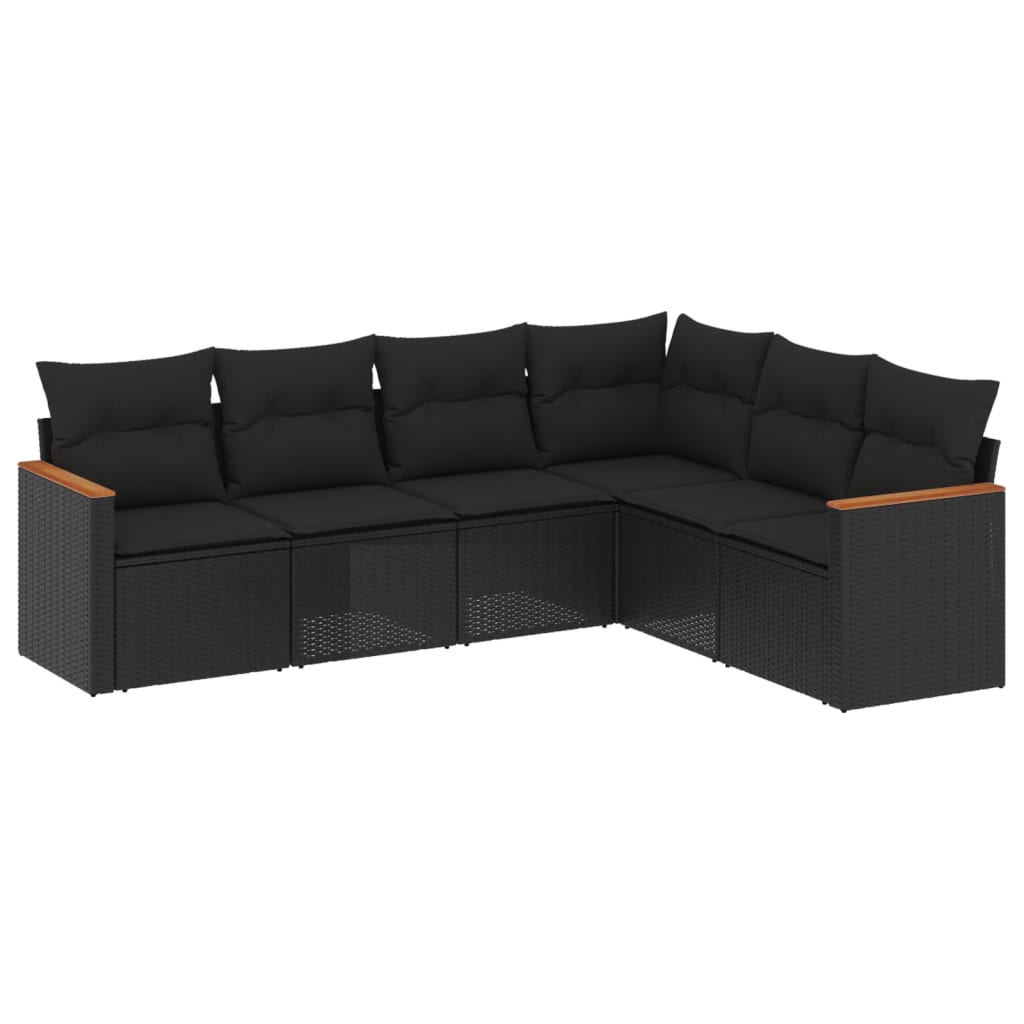 6-delige Loungeset met kussens poly rattan zwart is nu te koop bij PeponiXL, paradijselijk wonen!