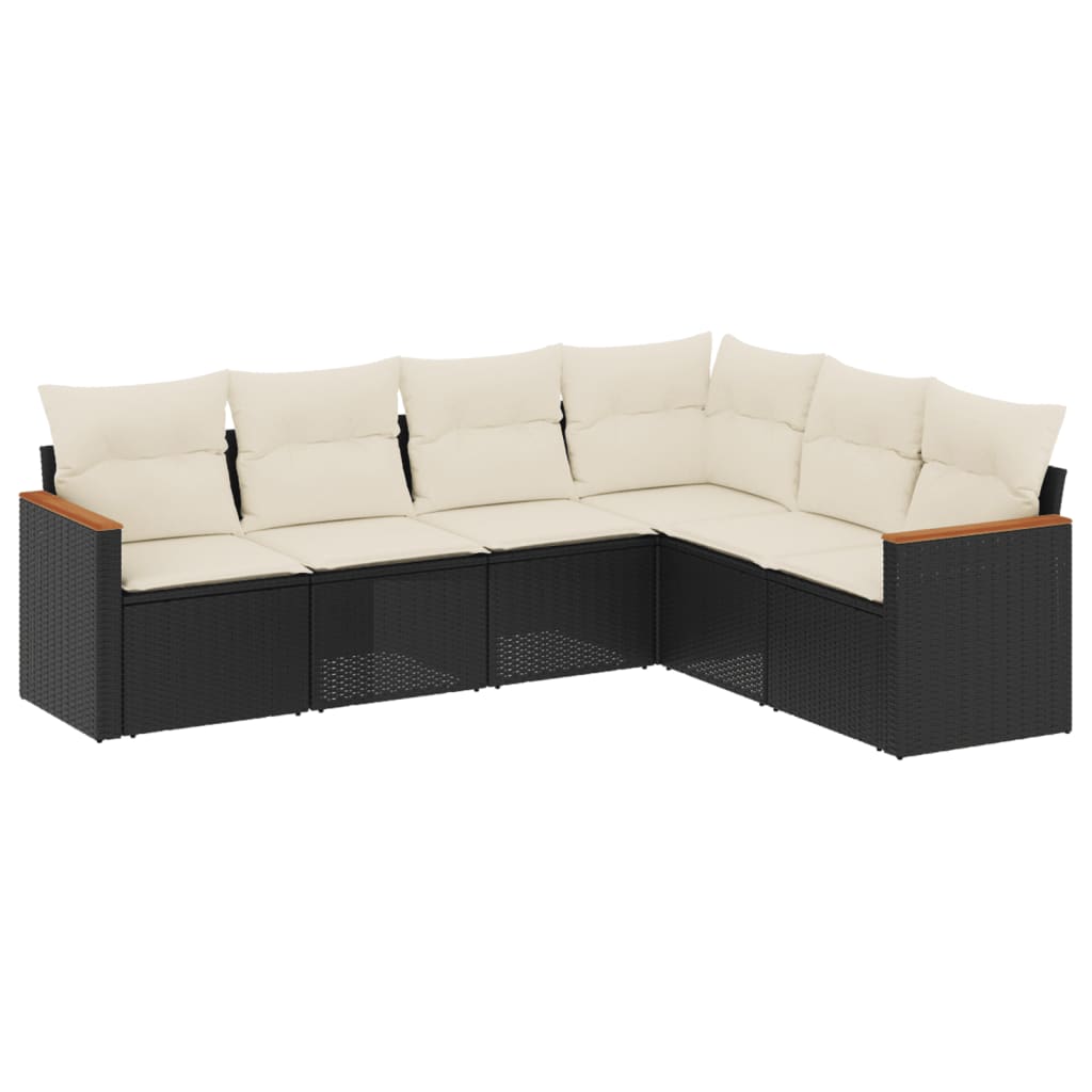 6-delige Loungeset met kussens poly rattan zwart is nu te koop bij PeponiXL, paradijselijk wonen!