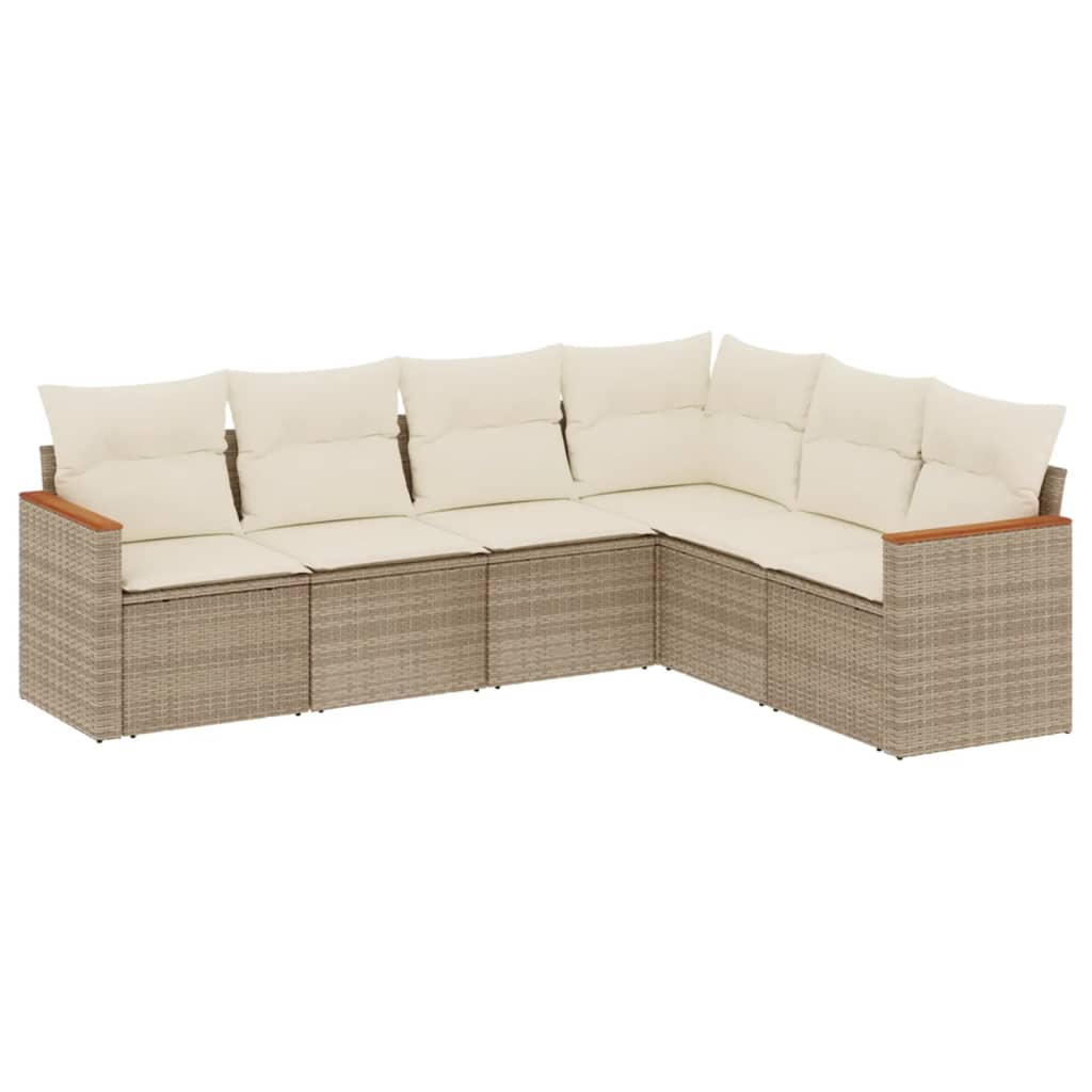 6-delige Loungeset met kussens poly rattan beige is nu te koop bij PeponiXL, paradijselijk wonen!