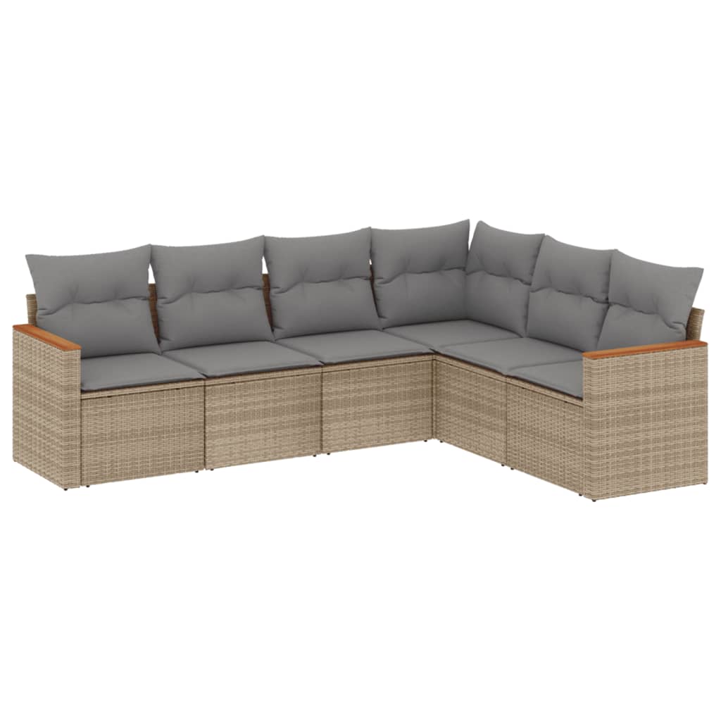 6-delige Loungeset met kussens poly rattan beige is nu te koop bij PeponiXL, paradijselijk wonen!