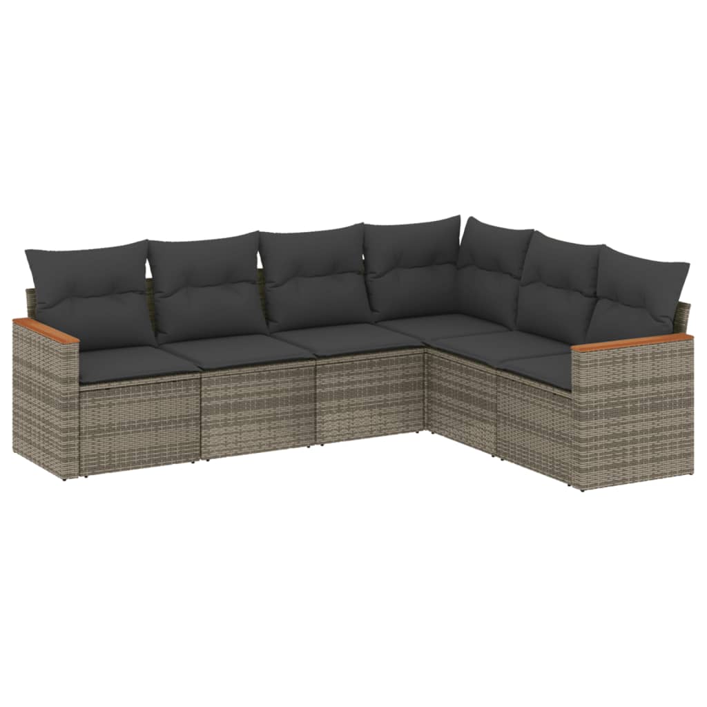 6-delige Loungeset met kussens poly rattan grijs is nu te koop bij PeponiXL, paradijselijk wonen!