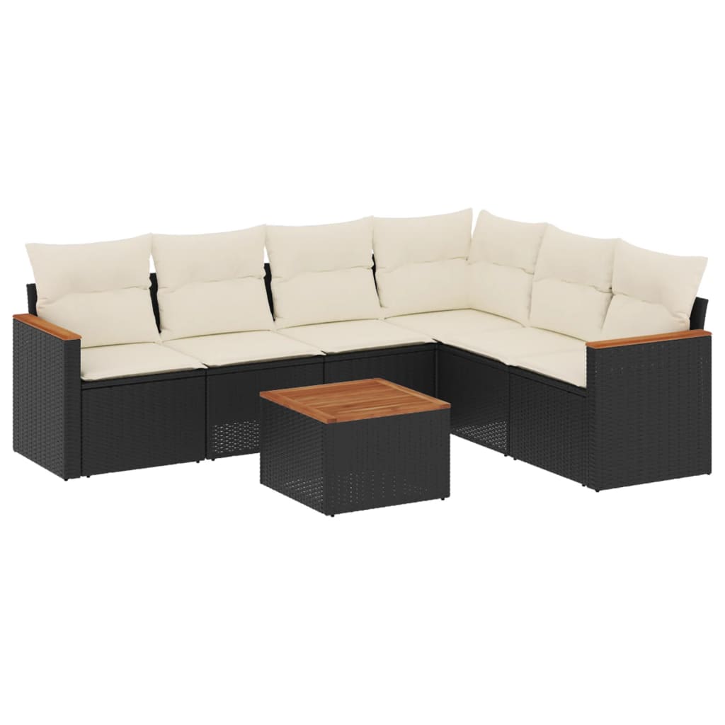 7-delige Loungeset met kussens poly rattan zwart is nu te koop bij PeponiXL, paradijselijk wonen!