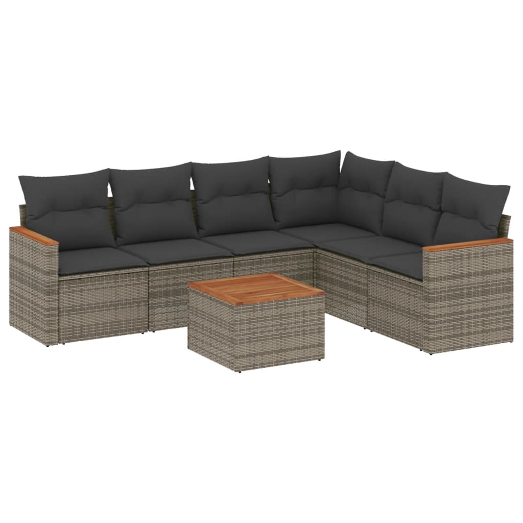 7-delige Loungeset met kussens poly rattan grijs is nu te koop bij PeponiXL, paradijselijk wonen!