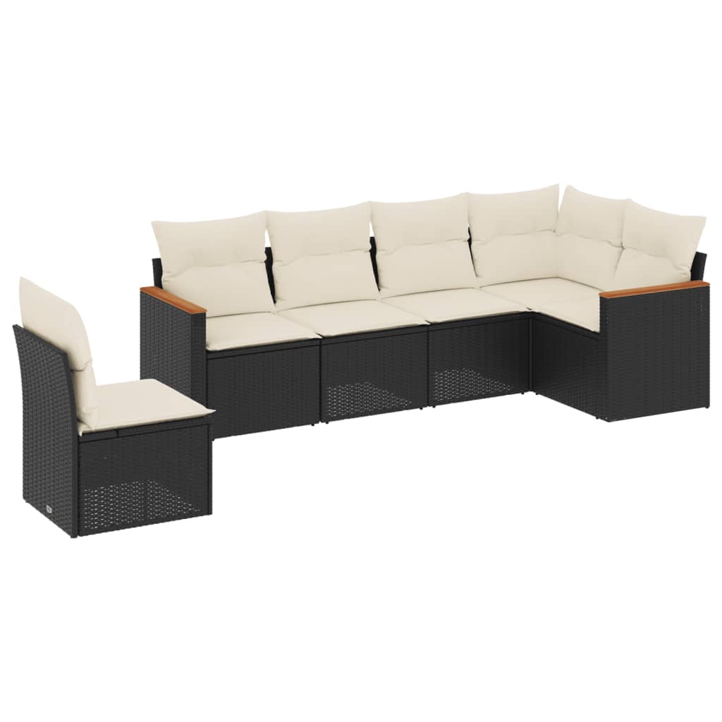 6-delige Loungeset met kussens poly rattan zwart is nu te koop bij PeponiXL, paradijselijk wonen!