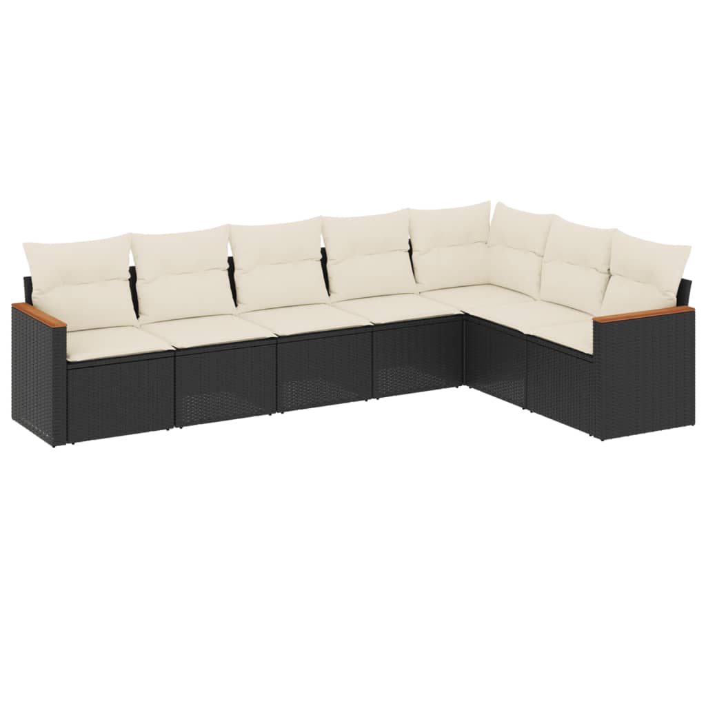 7-delige Loungeset met kussens poly rattan zwart is nu te koop bij PeponiXL, paradijselijk wonen!