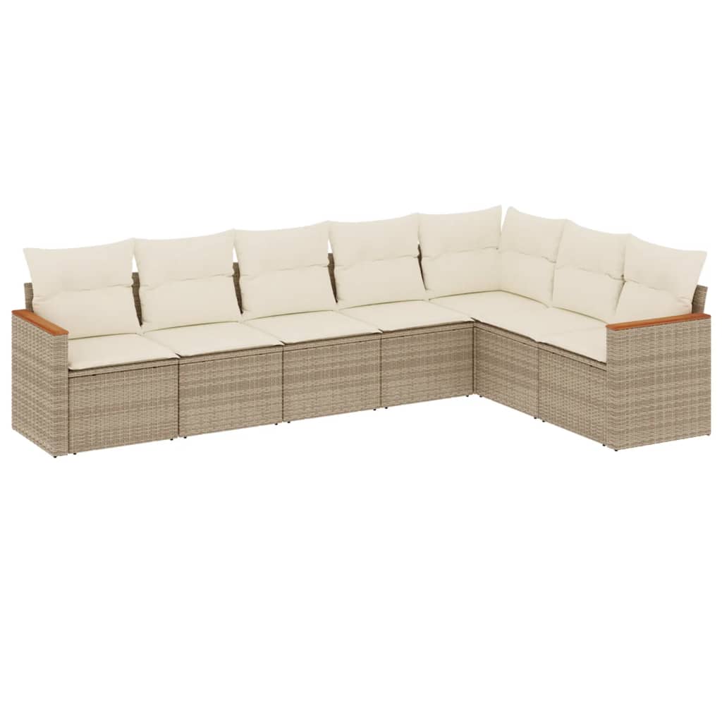 7-delige Loungeset met kussens poly rattan beige is nu te koop bij PeponiXL, paradijselijk wonen!