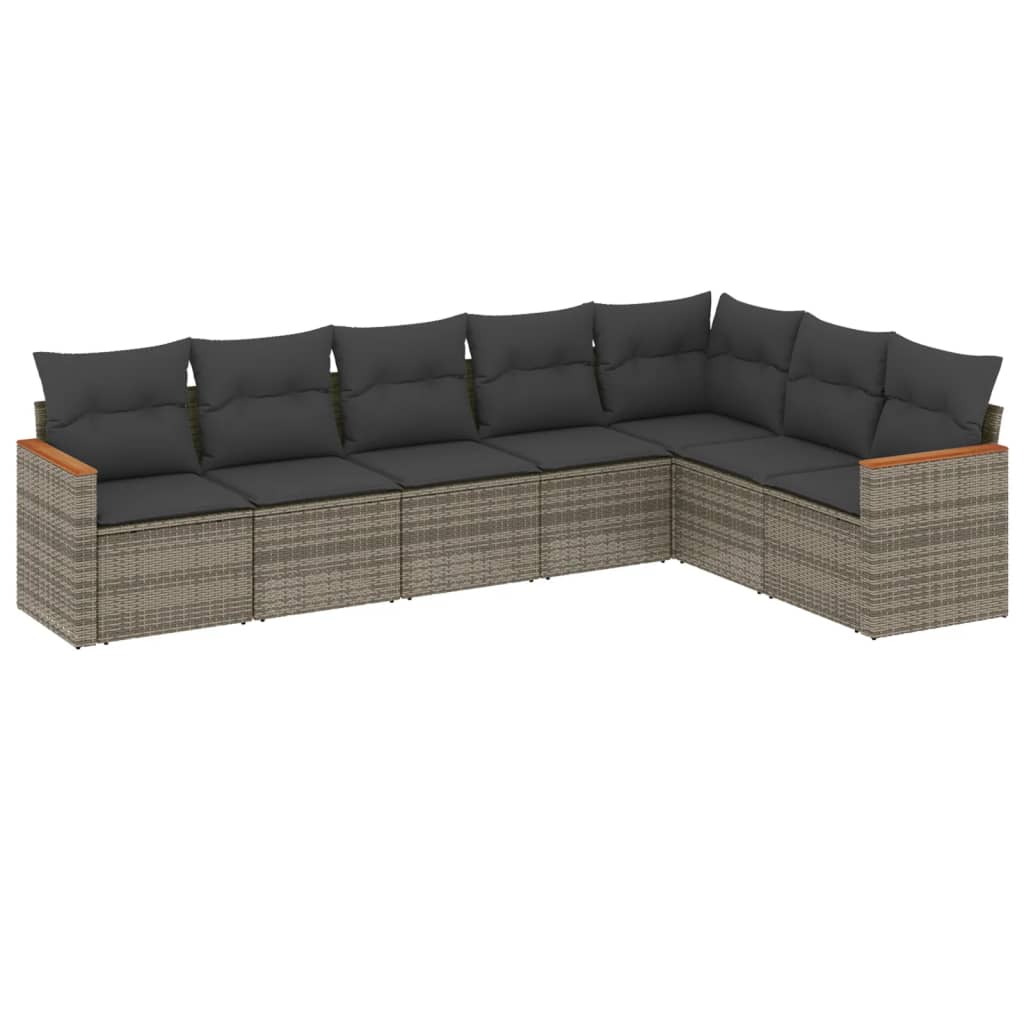 7-delige Loungeset met kussens poly rattan grijs is nu te koop bij PeponiXL, paradijselijk wonen!