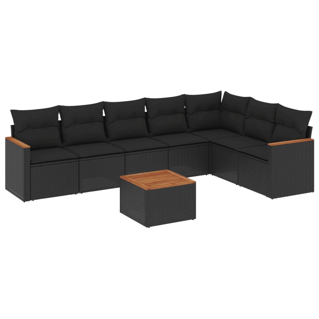 8-delige Loungeset met kussens poly rattan zwart is nu te koop bij PeponiXL, paradijselijk wonen!