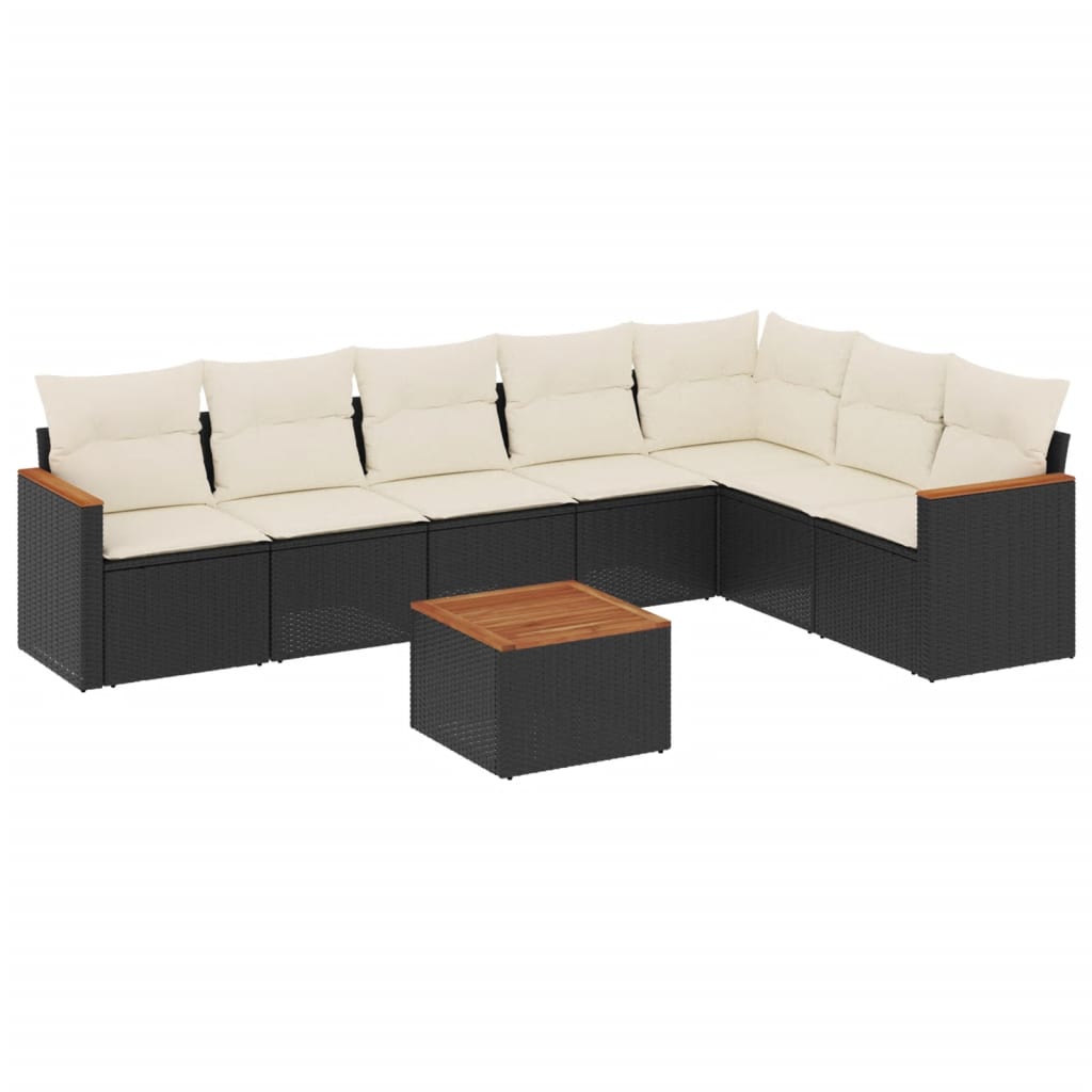 8-delige Loungeset met kussens poly rattan zwart is nu te koop bij PeponiXL, paradijselijk wonen!