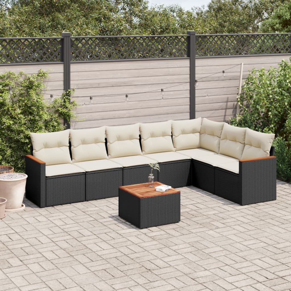 8-delige Loungeset met kussens poly rattan zwart is nu te koop bij PeponiXL, paradijselijk wonen!