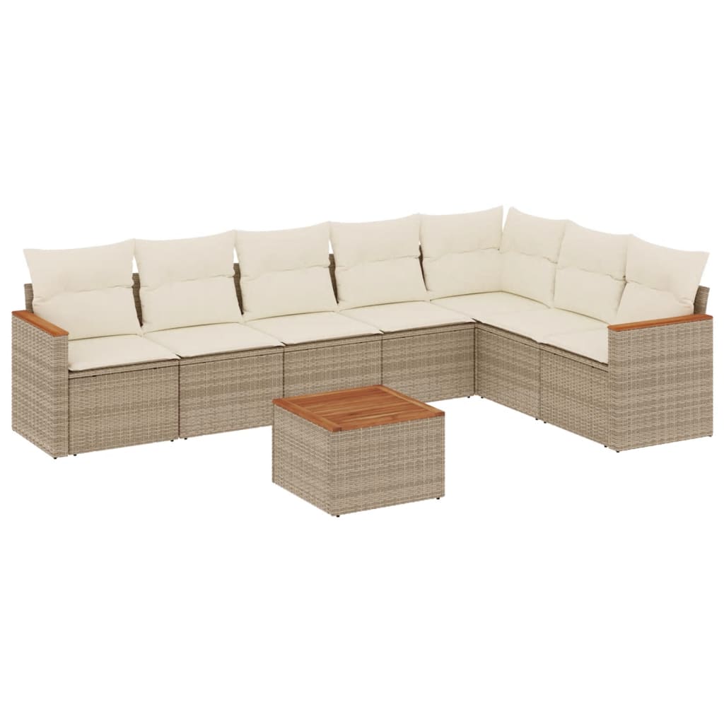 8-delige Loungeset met kussens poly rattan beige is nu te koop bij PeponiXL, paradijselijk wonen!