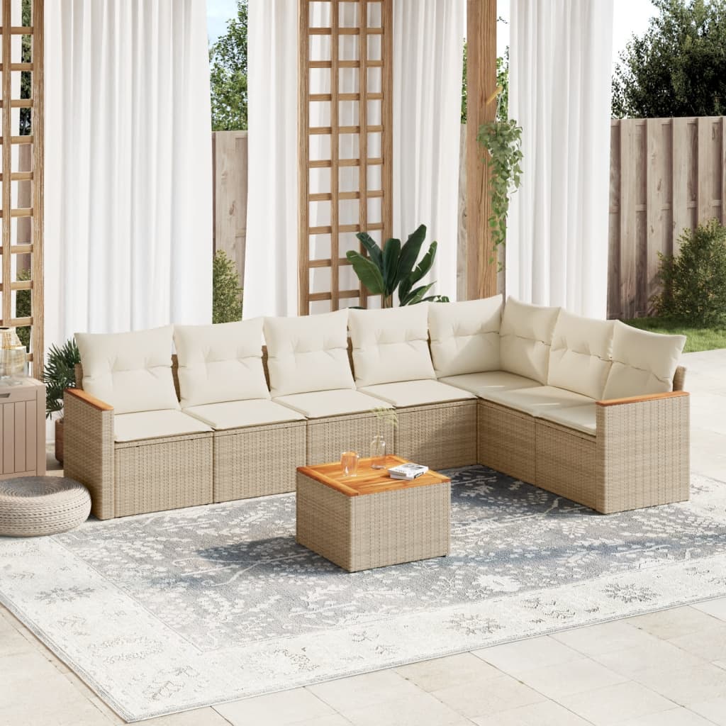 8-delige Loungeset met kussens poly rattan beige is nu te koop bij PeponiXL, paradijselijk wonen!