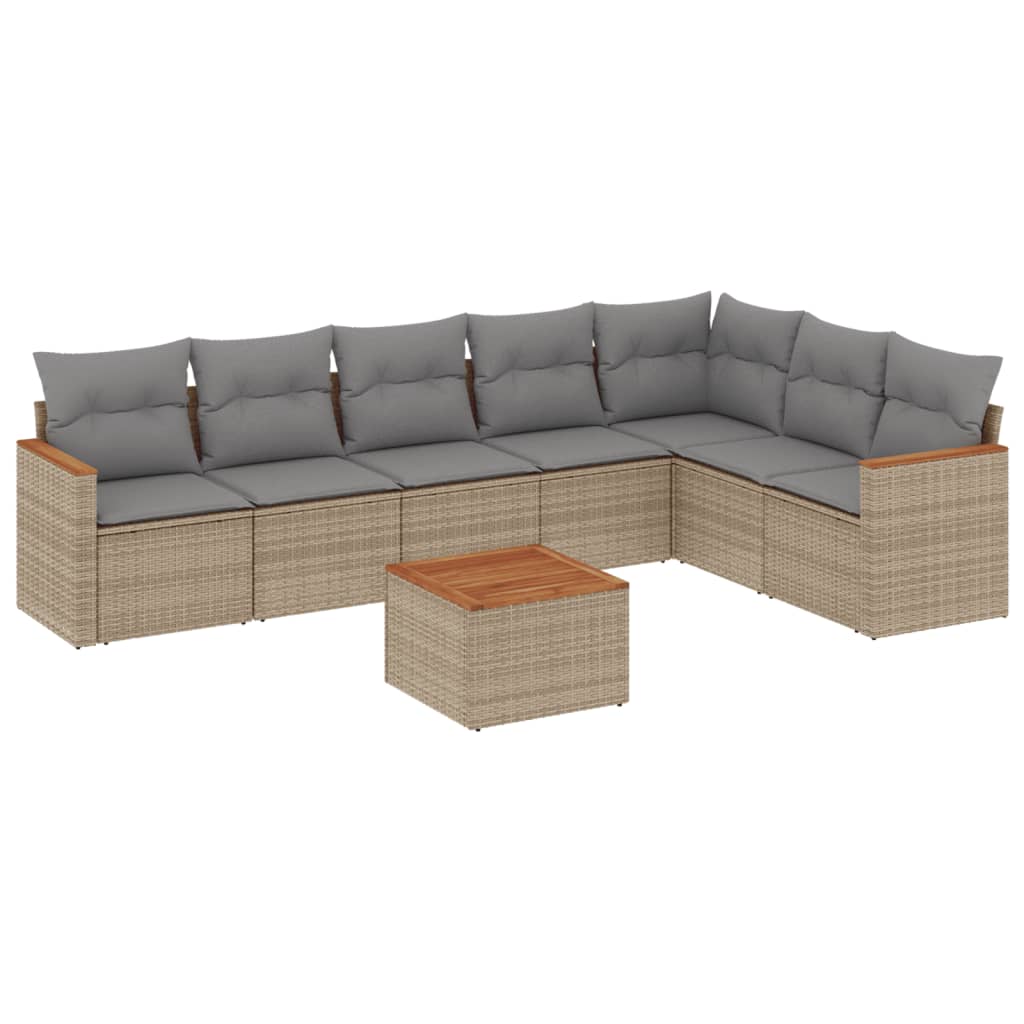 8-delige Loungeset met kussens poly rattan beige is nu te koop bij PeponiXL, paradijselijk wonen!