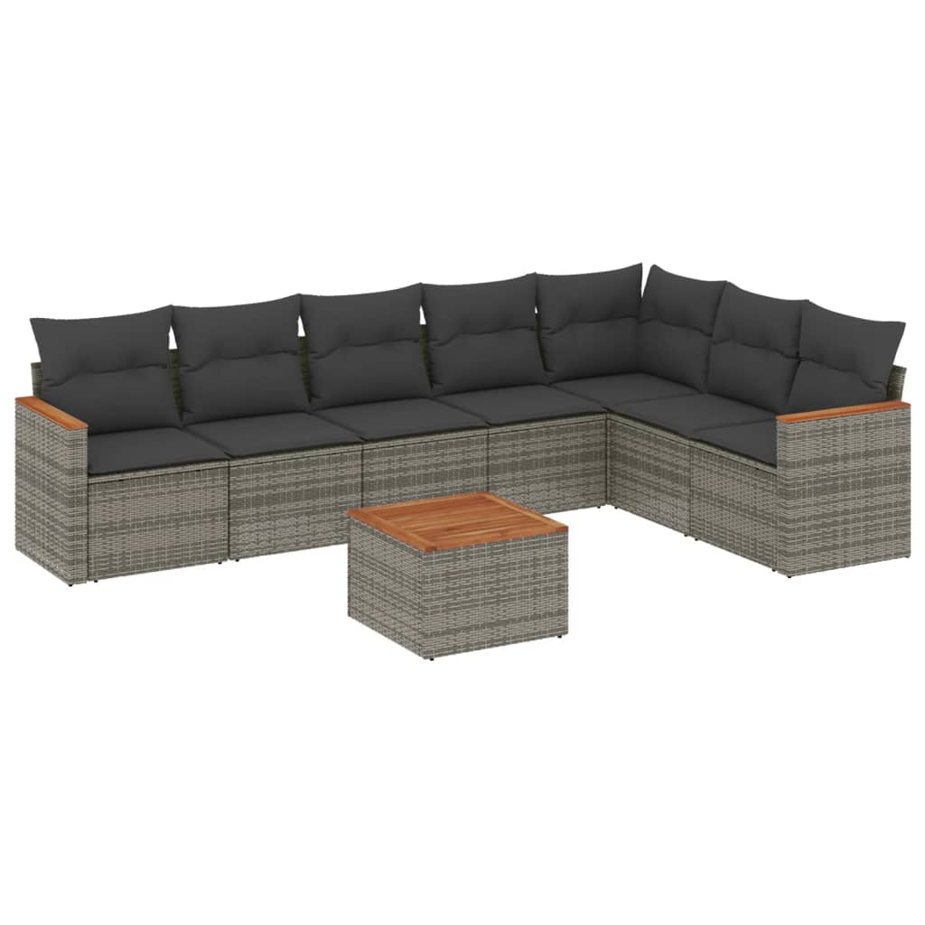 8-delige Loungeset met kussens poly rattan grijs is nu te koop bij PeponiXL, paradijselijk wonen!