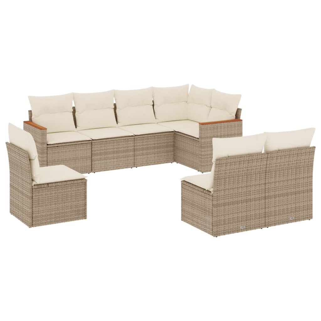 8-delige Loungeset met kussens poly rattan beige is nu te koop bij PeponiXL, paradijselijk wonen!