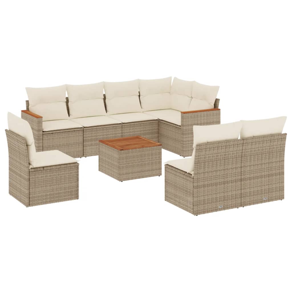 9-delige Loungeset met kussens poly rattan beige is nu te koop bij PeponiXL, paradijselijk wonen!