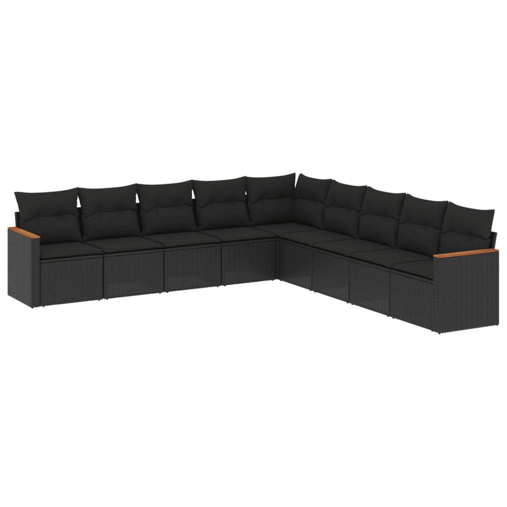 9-delige Loungeset met kussens poly rattan zwart is nu te koop bij PeponiXL, paradijselijk wonen!