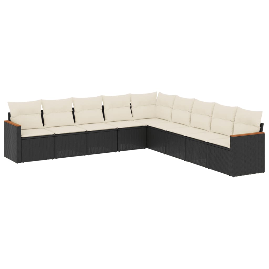 9-delige Loungeset met kussens poly rattan zwart is nu te koop bij PeponiXL, paradijselijk wonen!
