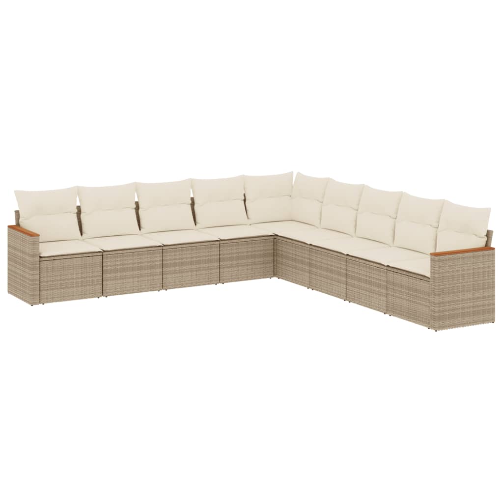 9-delige Loungeset met kussens poly rattan beige is nu te koop bij PeponiXL, paradijselijk wonen!