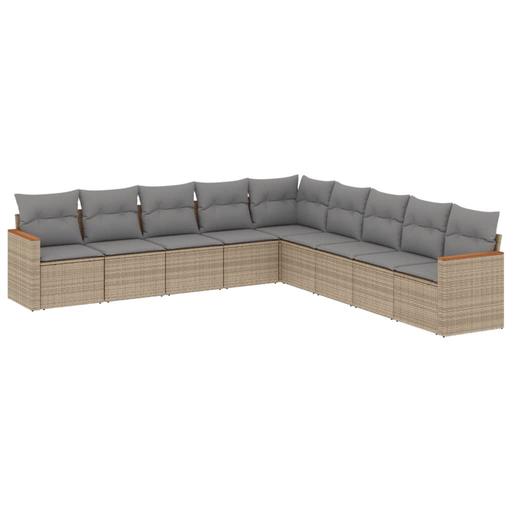 9-delige Loungeset met kussens poly rattan beige is nu te koop bij PeponiXL, paradijselijk wonen!
