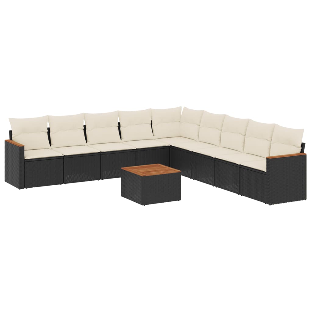 10-delige Loungeset met kussens poly rattan zwart is nu te koop bij PeponiXL, paradijselijk wonen!