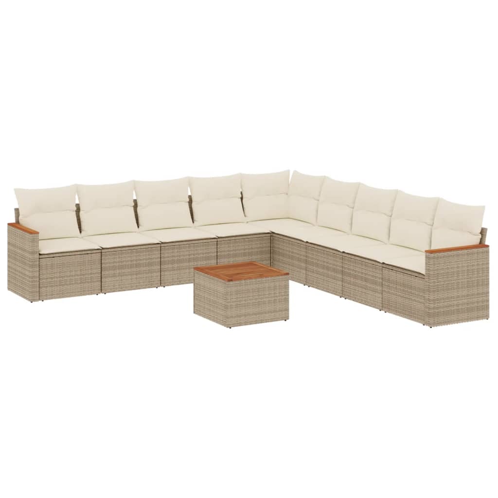 10-delige Loungeset met kussens poly rattan beige is nu te koop bij PeponiXL, paradijselijk wonen!