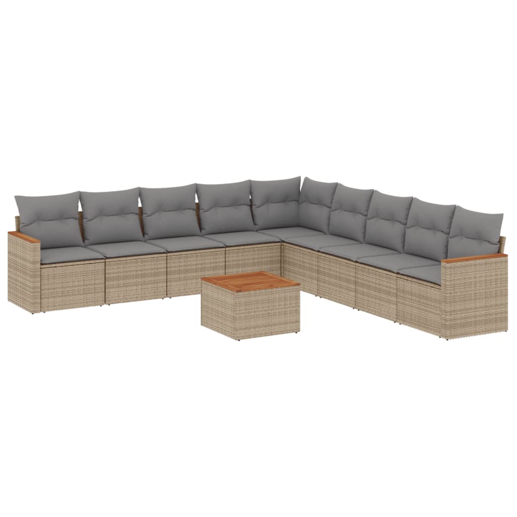 10-delige Loungeset met kussens poly rattan beige is nu te koop bij PeponiXL, paradijselijk wonen!