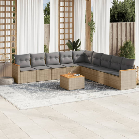 10-delige Loungeset met kussens poly rattan beige is nu te koop bij PeponiXL, paradijselijk wonen!